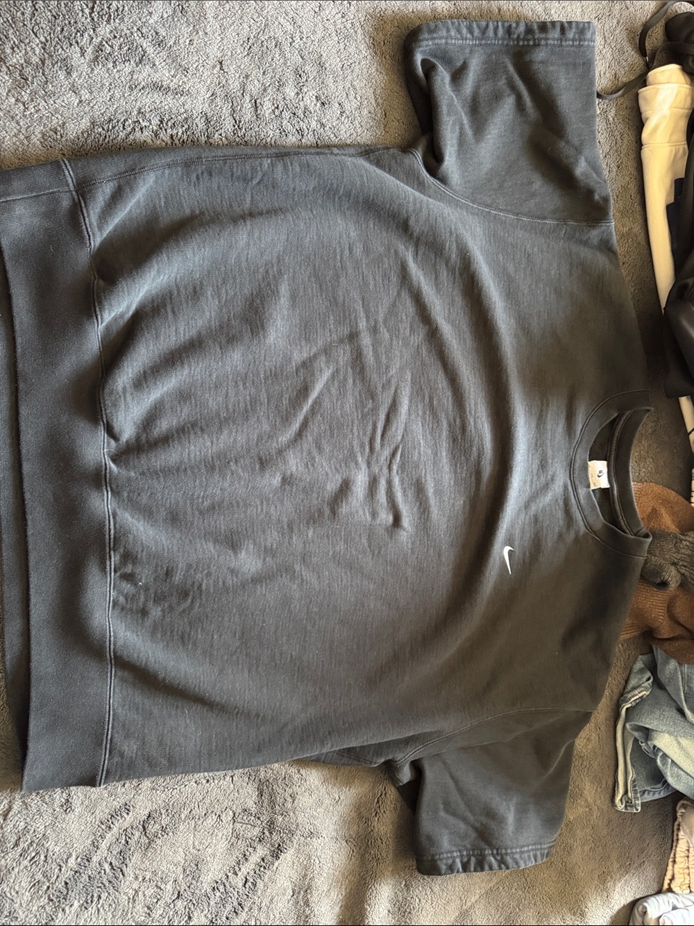 Nike Men's black Crewneck Sweatshirt with White Swoosh